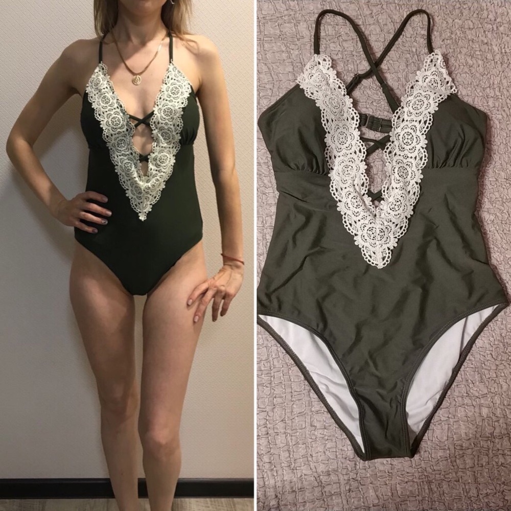 Only S Left! Crochet Lace PlungingV Monokini - Picture 7 of 7